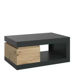 Luci 1 Drawer Coffee Table In Platinum And Oak Effect