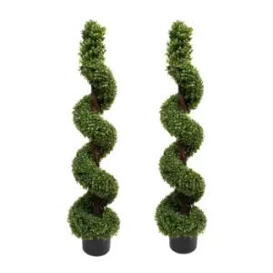 GreenBrokers Artificial Boxwood Spiral Trees 120cm 2 Pack