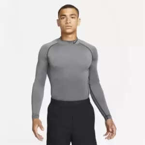 Nike M Training Dri-Fit Tight Mockneck Longsleeve, White/Black, Male, Tops & Sweaters, DD1986-100