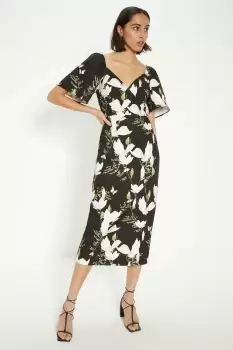 Floral Printed Crepe Pencil Dress