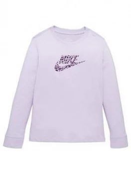 Nike Girls NSW Long Sleeve Print T-Shirt - Purple, Size S, Women