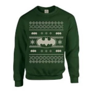 DC Comics Originals Batman Knit Green Christmas Sweatshirt - M - Green