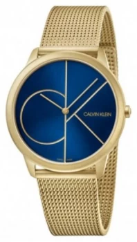 Calvin Klein Minimal Gold Mesh Bracelet Blue Dial Watch