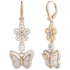 Ladies Marchesa Jewellery Base metal PE BUTTERFLY DBL DROP-GOLD/MOP