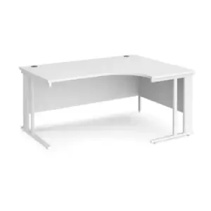 Office Desk Right Hand Corner Desk 1600mm White Top With White Frame 1200mm Depth Maestro 25 MCM16ERWHWH