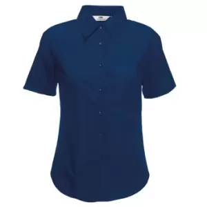 Fruit Of The Loom Ladies Lady-Fit Short Sleeve Poplin Shirt (S) (Navy)