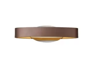 Wall Lamp, 1 x 6W LED, 3000K, 480lm, Satin Brown, Polished Chrome