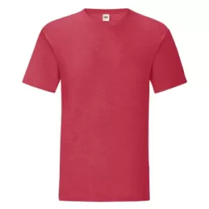 Fruit Of The Loom Mens Iconic T-Shirt (Pack Of 5) (XXL) (Heather Red)