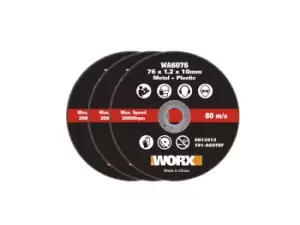 Worx WA6076.3 76mm Metal Cutting Blades for WX801 Mini Cutter 3pk