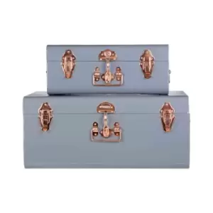 Interiors by PH Set Of 2 Storage Trunks - Copper / Grey