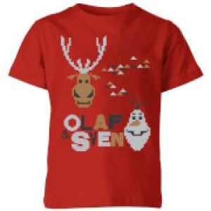 Disney Frozen Olaf and Sven Kids Christmas T-Shirt - Red - 3-4 Years