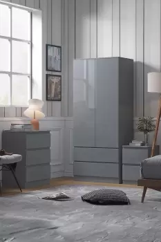 Stora 2 Door 2 Drawer Combination Wardrobe High Gloss Grey