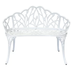 Charles Bentley White Tulip Metal Patio Bench