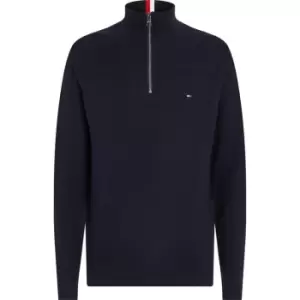 Tommy Hilfiger Interlaced Structure Zip Mock - Blue