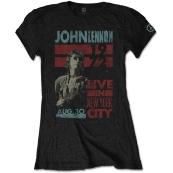 John Lennon - Live in NYC Womens X-Large T-Shirt - Black