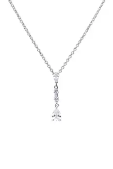 Sterling Silver Clear CZ Teardrop Pendant Necklace 40cm - 45cm