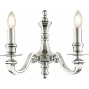 Loops - Dimmable Twin Wall Light Polished Aluminium Candelabra Style Modern Lamp Fitting