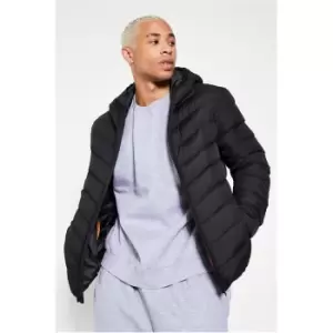 I Saw It First Black Hooded Padded Jacket - Black