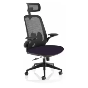 Lasino Executive Bespoke Fabric Seat Tansy Purple Mesh Chair With Folding Arms