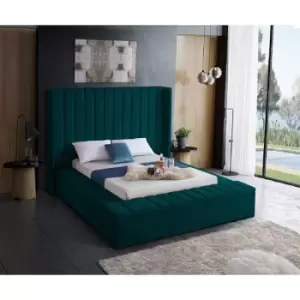 Kensington Upholstered Beds - Plush Velvet, Small Double Size Frame, Green - Green