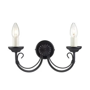 2 Light Indoor Candle Wall Light Black, E14