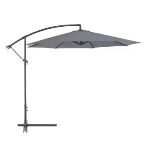 Outsunny 3 Meters Garden Parasol Sun Shade Patio Banana Hanging Rattan Set Umbrella Cantilever Grey