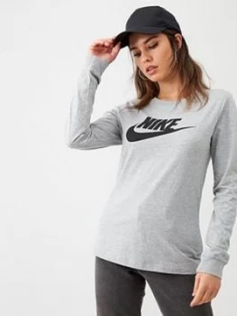 Nike Nsw Essential Icon Futura Ls Top - Dark Grey Heather