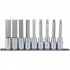 Draper 9 Piece 1/2" Drive Hexagon Socket Bit Set 1/2" 100mm