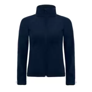 B&C Womens Hooded Premium Softshell Jacket (Windproof, Waterproof & Breathable) (XL) (Navy Blue)