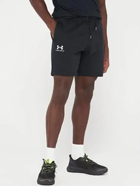 Under Armour Mens Essential Fleece Shorts - Black/White