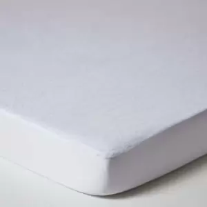 Terry Towelling Waterproof Mattress Protector, Euro 140 x 200cm - White - Homescapes