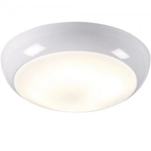 KnightsBridge 16W IP44 Polo Bulkhead With White Base - Opal Diffuser