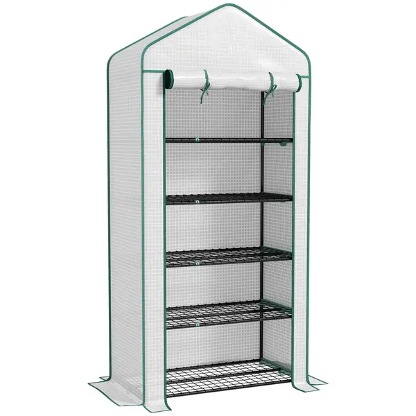 Outsunny Wide Mini 5 Tier Greenhouse 193Hx90Wx49Dcm White