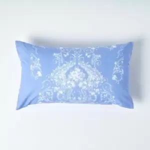 Homescapes - Blue French Toile Patterned Rectangular Cushion, 50 x 30cm - Blue