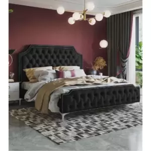 Gaia Bed Small Double Plush Velvet Black