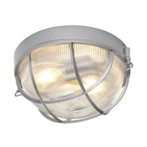 2 Light Bathroom Flush Mount Ceiling Light Silver IP44, E27