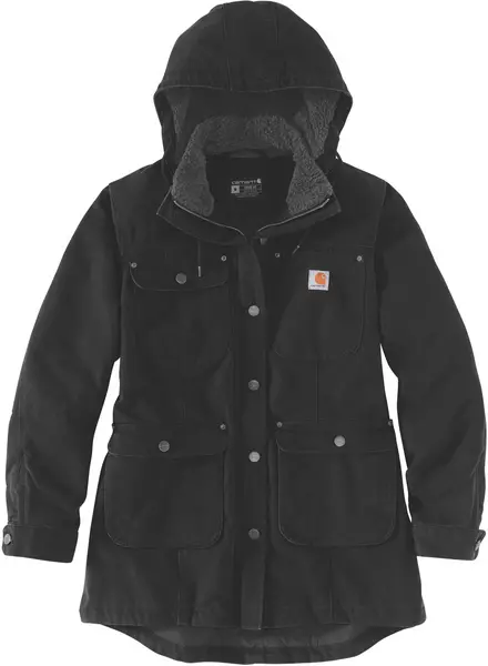 Carhartt Loose Fit Weathered Duck Ladies Coat, black, Size L for Women