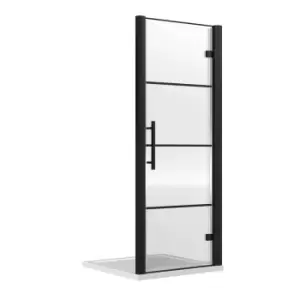 Hudson Reed 800mm Hinged Shower Door - Matt Black