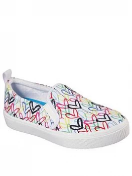 Skechers James Goldcrown Poppy Drippin Love Slip On Plimsoll - White, Size 4, Women