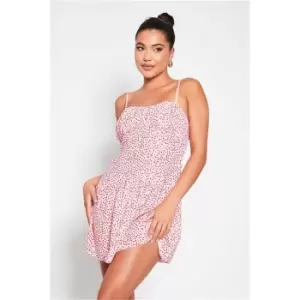 I Saw It First Pink Woven Polka Dot Ruched Bust Shift Dress - Pink