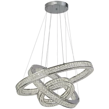 Searchlight Lighting - Searchlight Bands 3 Light LED Pendant, Chrome, Crystal 4000K