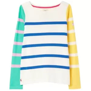 Joules Womens Harbour Long Sleeve Jersey Top AW22 Cream Hotch Potch Stripe 18