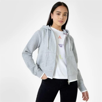 Jack Wills Nellie Zip Through Logo Hoodie - Grey Marl