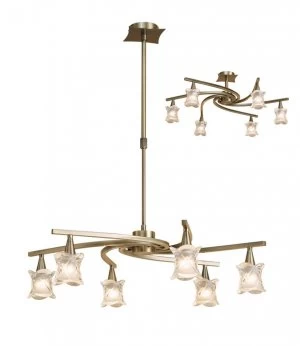 TelescopicCeiling Pendant Semi Flush Convertible 6 Light G9, Antique Brass