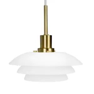 Dome Pendant Ceiling Light Opal, Brass 20cm