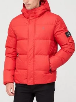 Calvin Klein Jeans Hooded Down Padded Jacket - Red