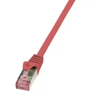 LogiLink CQ2074S RJ45 Network cable, patch cable CAT 6 S/FTP 5m Red Flame-retardant, incl. detent