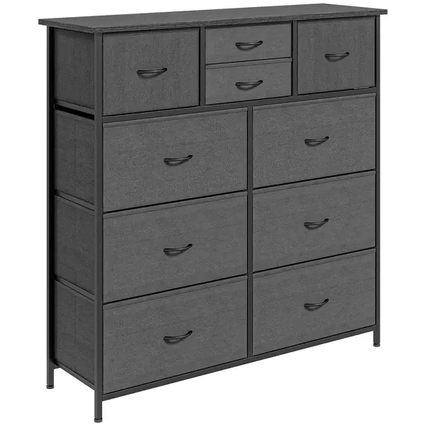 HOMCOM Chest of Drawers 10 Drawer Storage Organizer Unit with Steel Frame Black