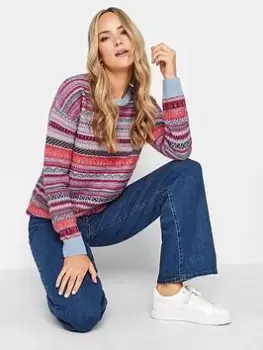 Long Tall Sally Long Tall Sally Fairisle Jumper, Red, Size 10-12, Women