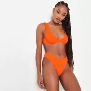 Missguided Crinkle Boomerang Bikini Bottoms - Orange